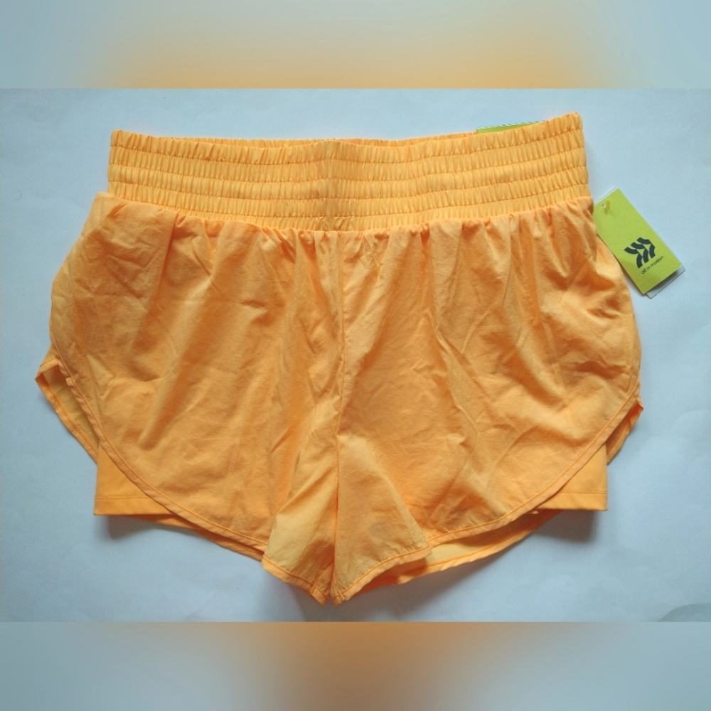 All In Motion Women's Orange Running Translucent Tulip Short Size L  Lined  NWT